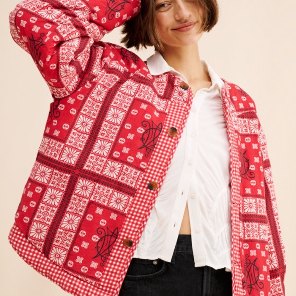 Anthropologie Red Patterned Jacket